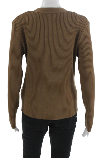 Metric Knits Womens V-Neck Brown Cardigan Long Sleeve Size XL