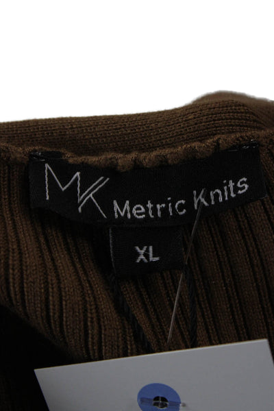 Metric Knits Womens V-Neck Brown Cardigan Long Sleeve Size XL