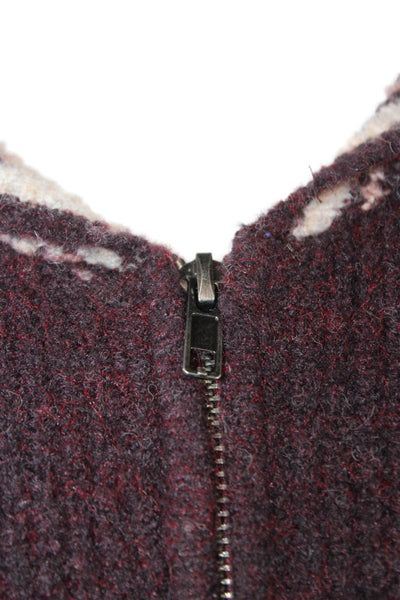 Heartloom Womens Cardigan Purple Striped Collared Long Sleeve Polyester Size M