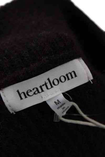 Heartloom Womens Cardigan Purple Striped Collared Long Sleeve Polyester Size M