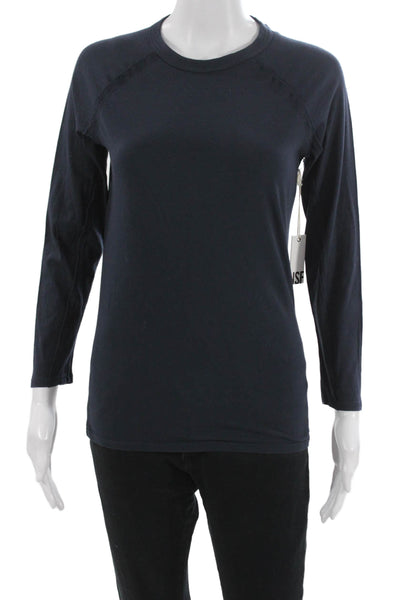 NSF Womens Basic Blue Cotton Crew Neck Long Sleeve T-Shirt Size M