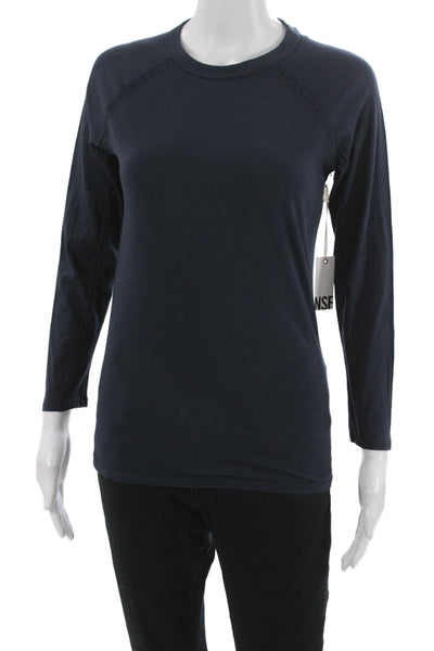 NSF Womens Basic Blue Cotton Crew Neck Long Sleeve T-Shirt Size M