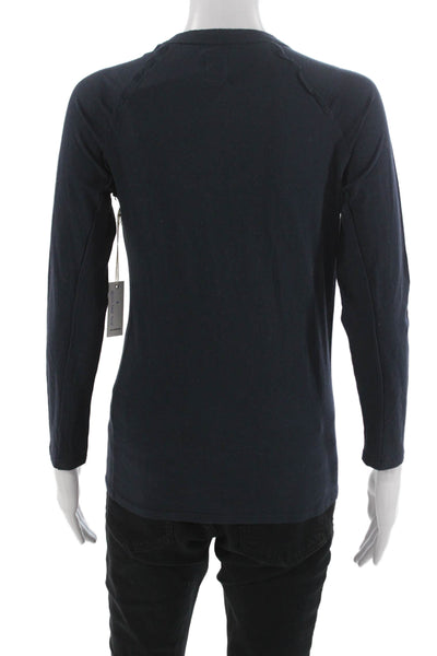 NSF Womens Basic Blue Cotton Crew Neck Long Sleeve T-Shirt Size M