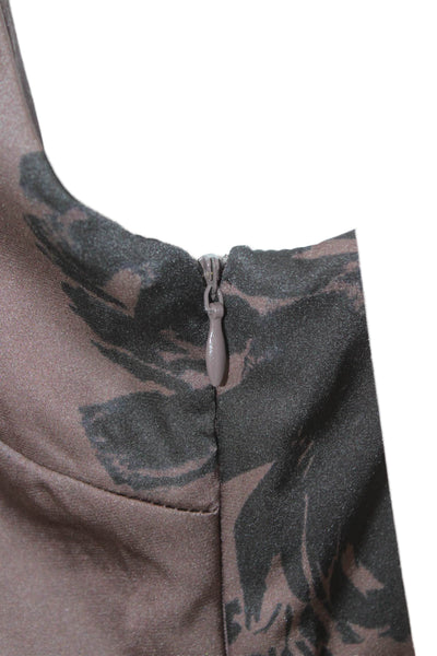 Allison Women Brown Floral V-Neck Spaghetti Strap Camisole Zip Size XS