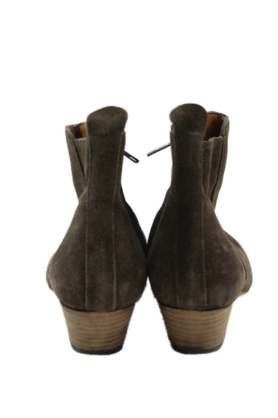 Isabel Marant Women's Round Toe Suede Zip Closure Ankle Boots Brown Size 38