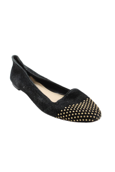 Loeffler Randall Women's Studs Suede Ballet Flats Shoes Black Size 8.5
