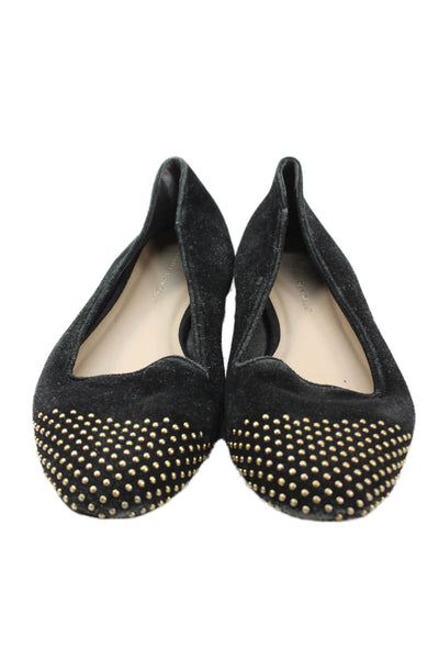 Loeffler Randall Women's Studs Suede Ballet Flats Shoes Black Size 8.5