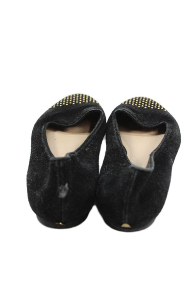 Loeffler Randall Women's Studs Suede Ballet Flats Shoes Black Size 8.5