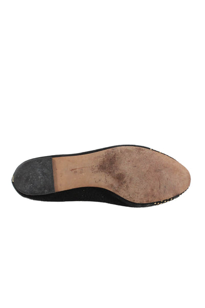 Loeffler Randall Women's Studs Suede Ballet Flats Shoes Black Size 8.5