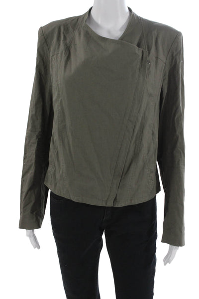 Helmut Women Biker Jacket Green Zip Long Sleeve 97% Cotton Size L