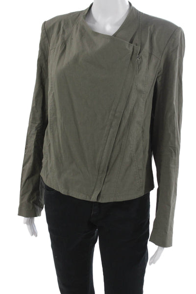 Helmut Women Biker Jacket Green Zip Long Sleeve 97% Cotton Size L