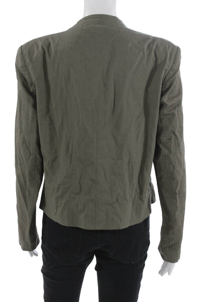 Helmut Women Biker Jacket Green Zip Long Sleeve 97% Cotton Size L