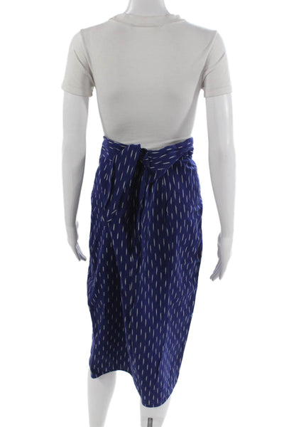 J Crew Womens Blue Geometric Cotton Wrap Midi Skirt Size 12