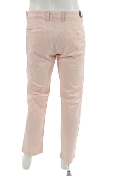J Crew Mens Chino Pants Pink Cotton Button Closure 28 Inseam Size 34