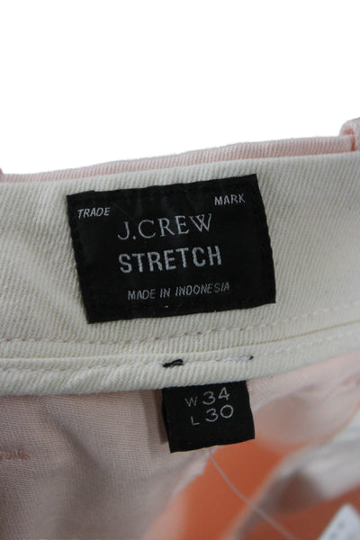 J Crew Mens Chino Pants Pink Cotton Button Closure 28 Inseam Size 34