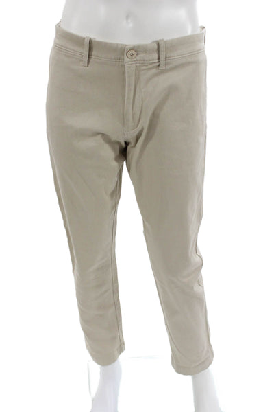 J Crew Mens Cotton Chino Pants Beige Button Fly Inseam 26 Size 34