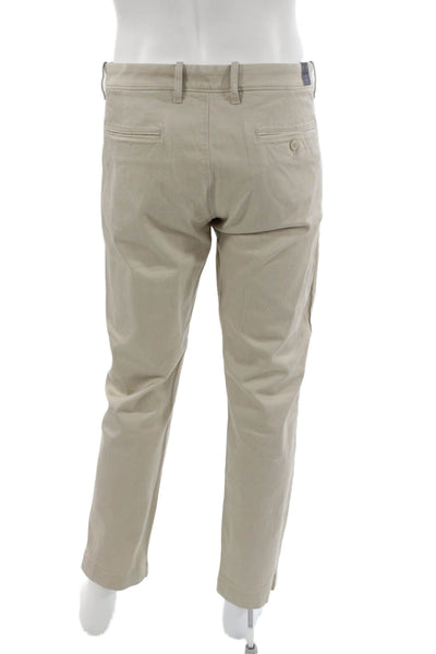 J Crew Mens Cotton Chino Pants Beige Button Fly Inseam 26 Size 34