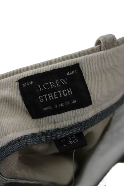 J Crew Mens Cotton Chino Pants Beige Button Fly Inseam 26 Size 34
