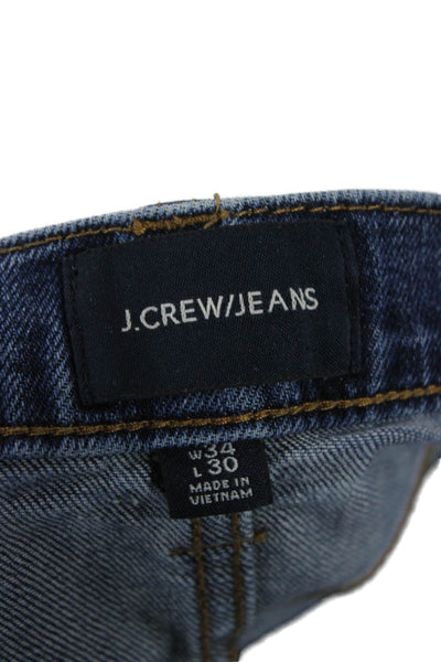 J Crew Mens Tapered Jeans Blue Cotton Button Fly Size 34