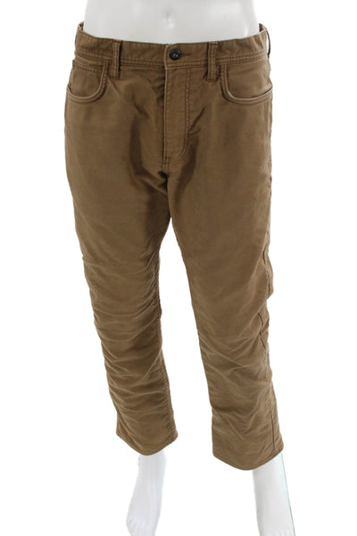J Crew Mens Brown Chino Pants 100% Cotton Button 28 Inseam Size 34