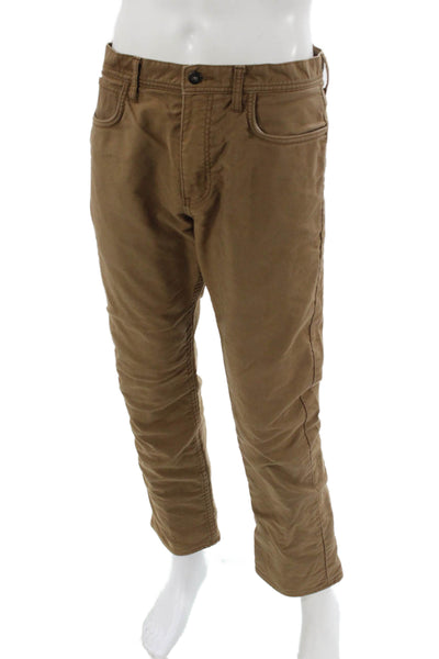 J Crew Mens Brown Chino Pants 100% Cotton Button 28 Inseam Size 34
