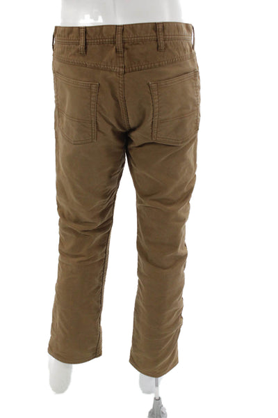 J Crew Mens Brown Chino Pants 100% Cotton Button 28 Inseam Size 34