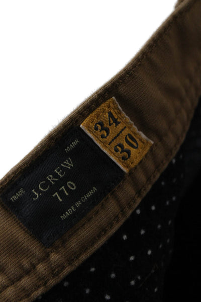 J Crew Mens Brown Chino Pants 100% Cotton Button 28 Inseam Size 34