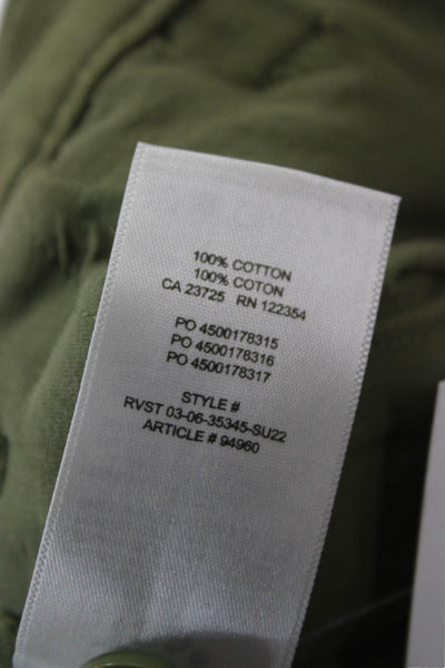 TNA Womens Cargo Pants Green 100% Cotton Button Size 6