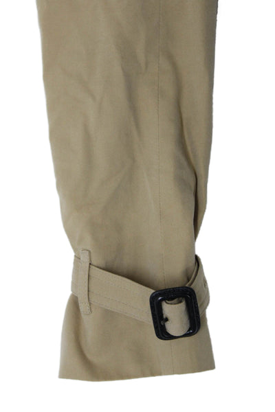 Burberry Womens Beige Cotton Trench Coat Button Long Sleeve Size 4