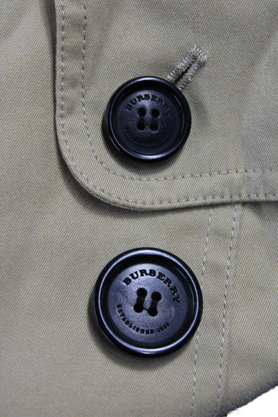 Burberry Womens Beige Cotton Trench Coat Button Long Sleeve Size 4