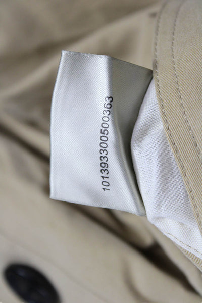 Burberry Womens Beige Cotton Trench Coat Button Long Sleeve Size 4