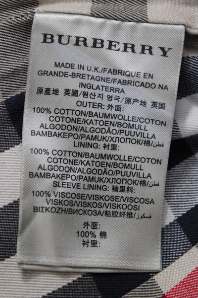 Burberry Womens Beige Cotton Trench Coat Button Long Sleeve Size 4