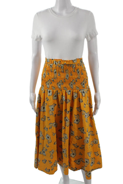 Tanya Taylor Women A-Line Floral Skirt Yellow Long Size XS