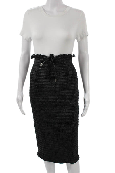 ALC Women Long Straight Pencil Skirt Black Viscose Drawstring Size 2