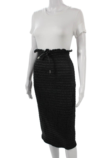 ALC Women Long Straight Pencil Skirt Black Viscose Drawstring Size 2