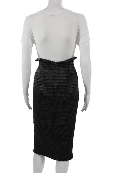 ALC Women Long Straight Pencil Skirt Black Viscose Drawstring Size 2