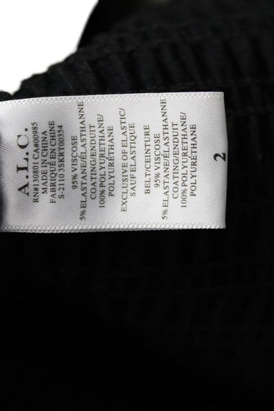 ALC Women Long Straight Pencil Skirt Black Viscose Drawstring Size 2