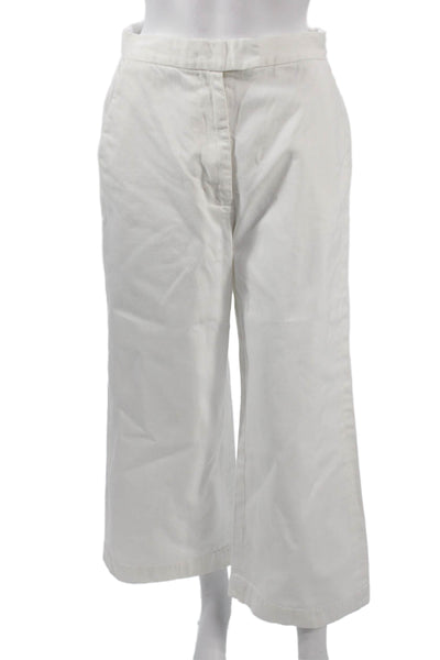 Rachel Comey Womens Cropped Cotton Pants White Zip Inseam 25 Size 4