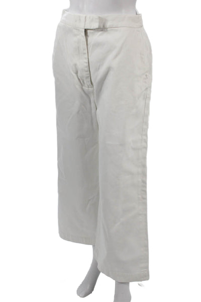 Rachel Comey Womens Cropped Cotton Pants White Zip Inseam 25 Size 4