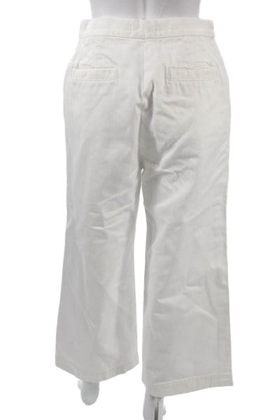 Rachel Comey Womens Cropped Cotton Pants White Zip Inseam 25 Size 4