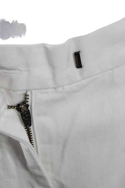 Rachel Comey Womens Cropped Cotton Pants White Zip Inseam 25 Size 4