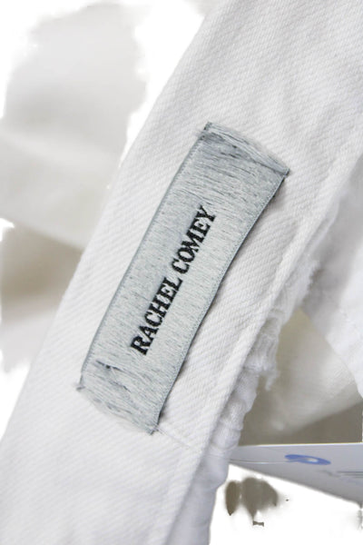 Rachel Comey Womens Cropped Cotton Pants White Zip Inseam 25 Size 4