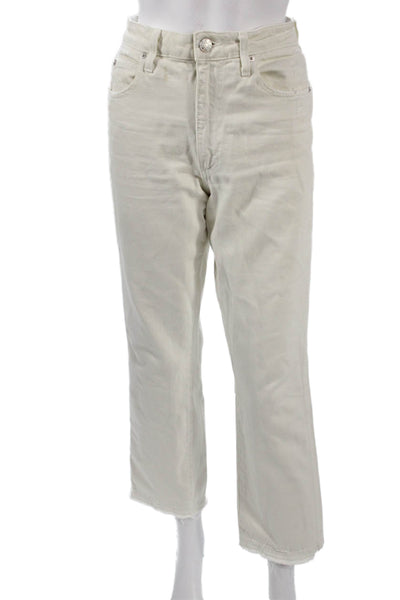 Amo Women Straight Ivory Jeans Cotton Blend Size 26