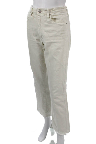 Amo Women Straight Ivory Jeans Cotton Blend Size 26