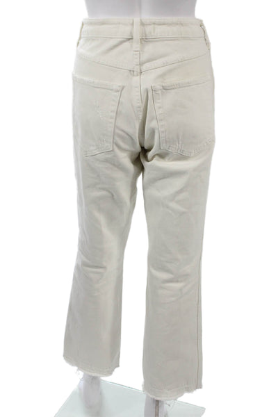 Amo Women Straight Ivory Jeans Cotton Blend Size 26