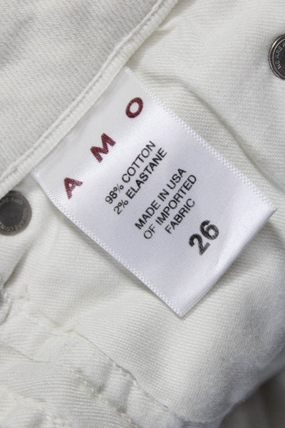 Amo Women Straight Ivory Jeans Cotton Blend Size 26