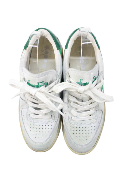 Diadora Womens Leather Colorblock Lace Up Sneakers White Size 5