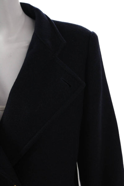Zara Womens Pea Coat Blue Button Polyamide Long Sleeve Size M