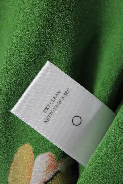 A.L.C. Womens Silk Floral Henley Sleeveless Button Blouse Green Size 2