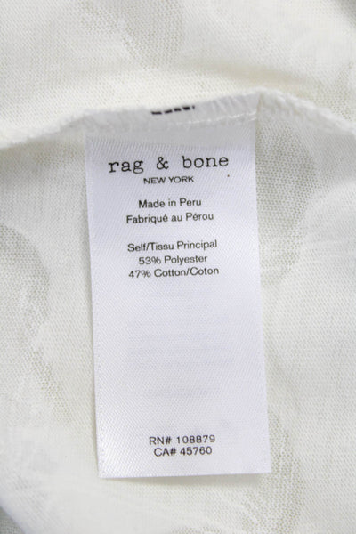 Rag & Bone Womens White Floral Crewneck Short Sleeve Tee Size XS